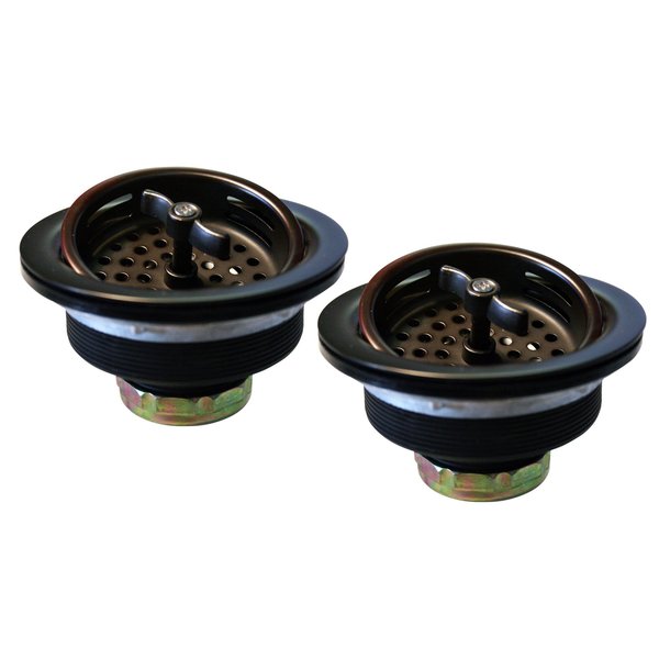 Westbrass Two Wing Nut Style Large Kitchen Basket Strainer in Oil Rubbed Bronze D2135-12
